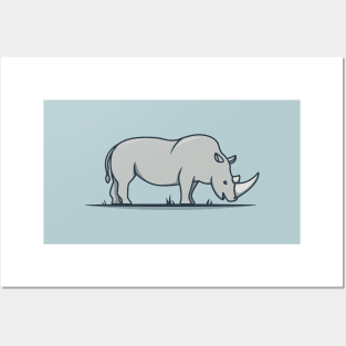 Simple and Cute Rhinoceros - Wild Adventure Posters and Art